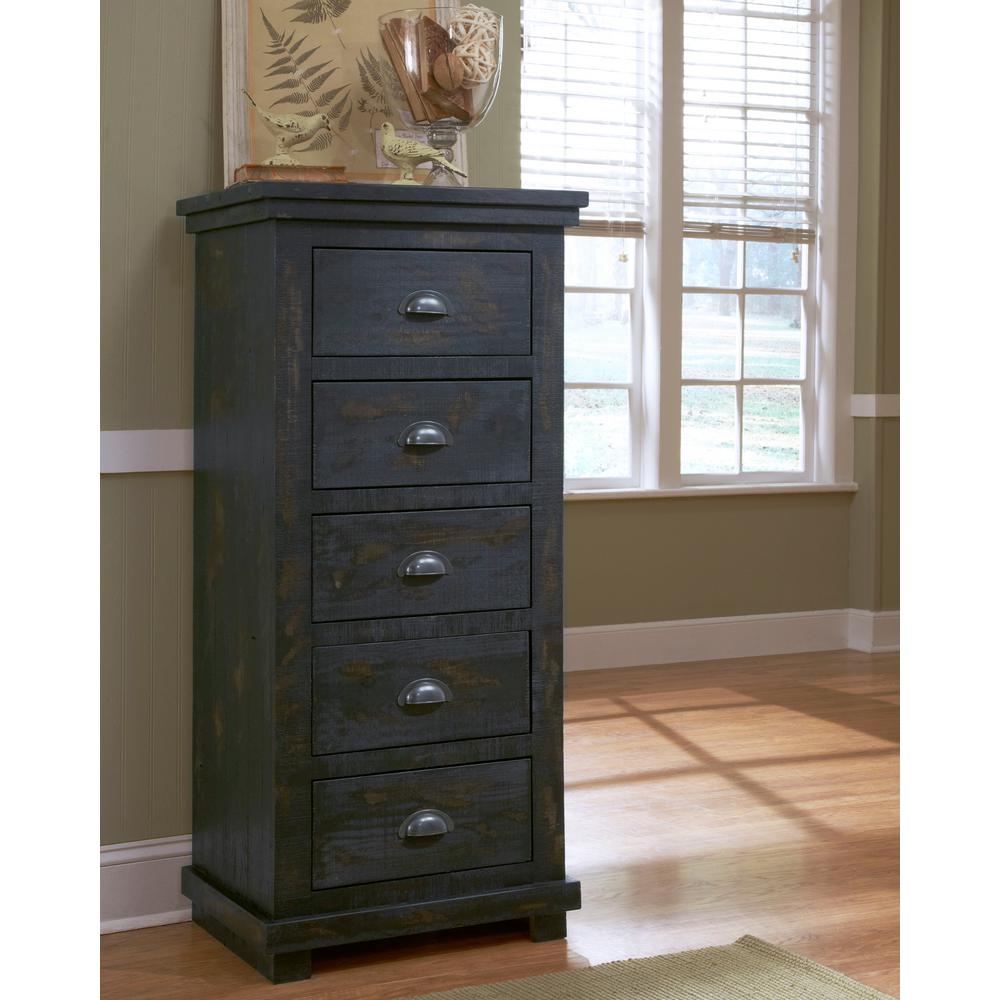 Progressive Furniture Willow 5 Drawer Distressed Black Lingerie