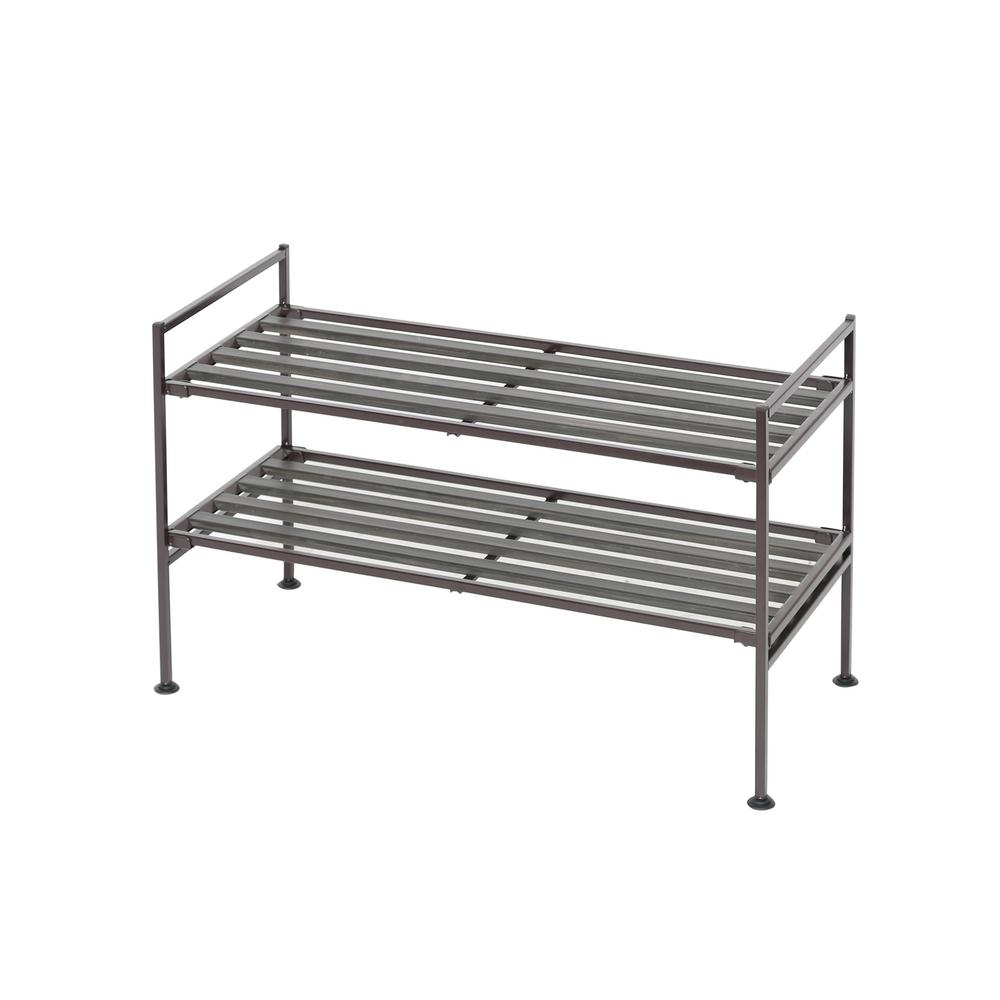 Seville Classics 15 4 In H X 26 2 In W 6 Pair Iron Espresso Resin Slat Stackable Shoe Rack She15894b The Home Depot