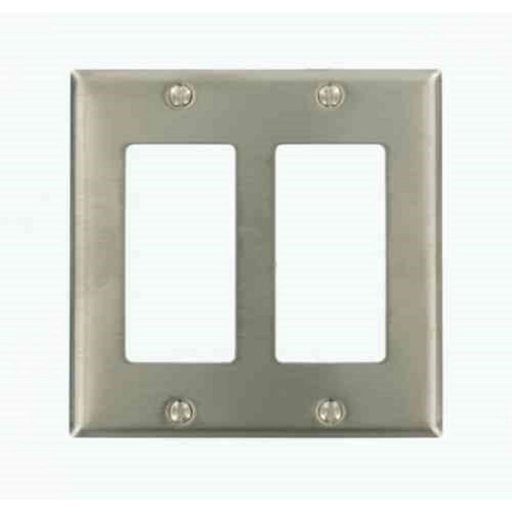 Leviton 2-Gang Decora Wall Plate, Stainless Steel-84409-40 - The Home Depot