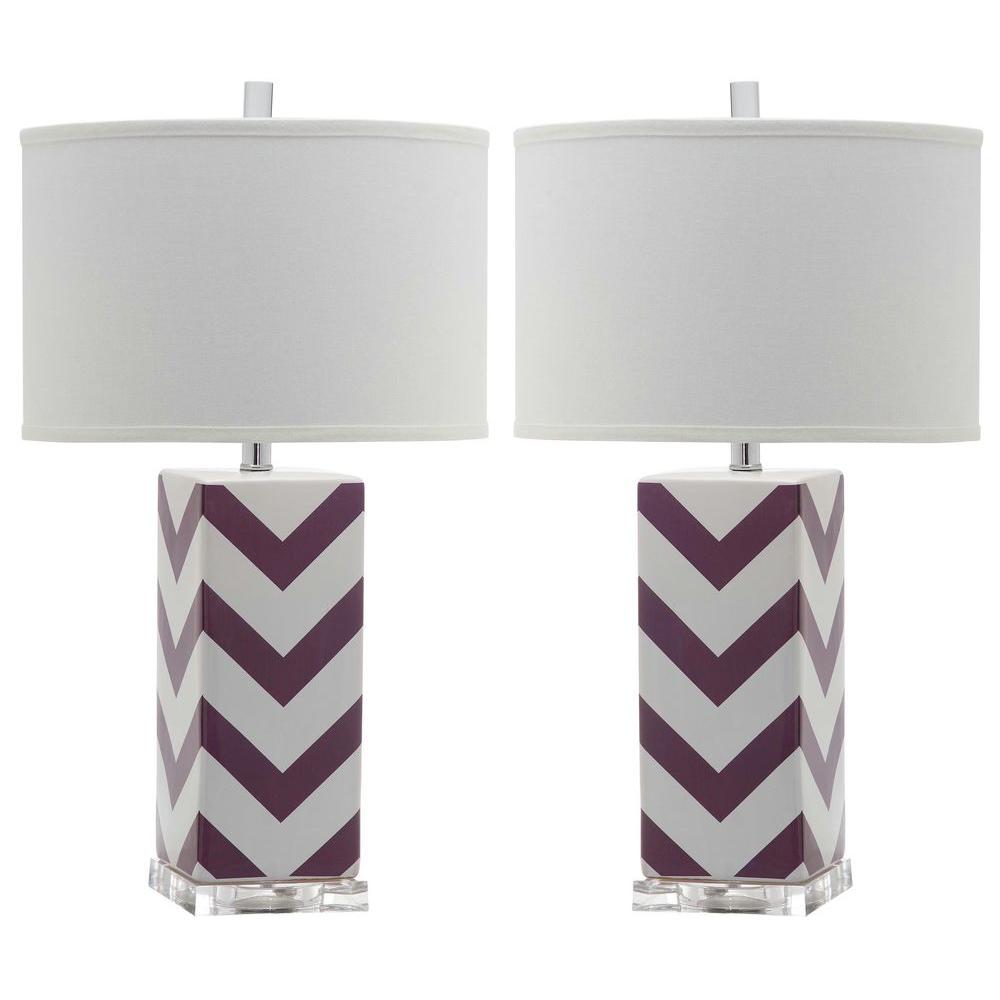 Purple Stripe Table Lamp with 