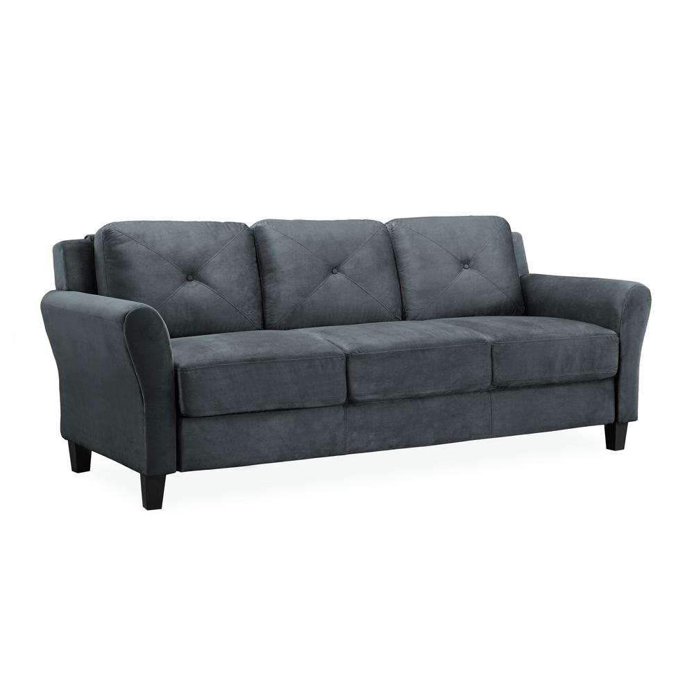 Lifestyle Solutions Harvard Microfiber Sofa With Rolled Arms In Harvard Microfiber Sofa