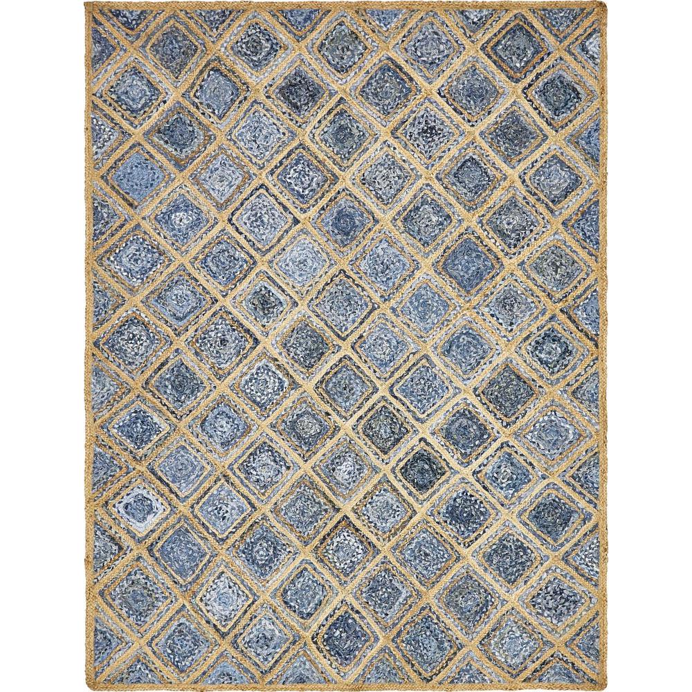 Unique Loom Braided Jute Navy Blue 8 ft. x 10 ft. Area Rug3138929