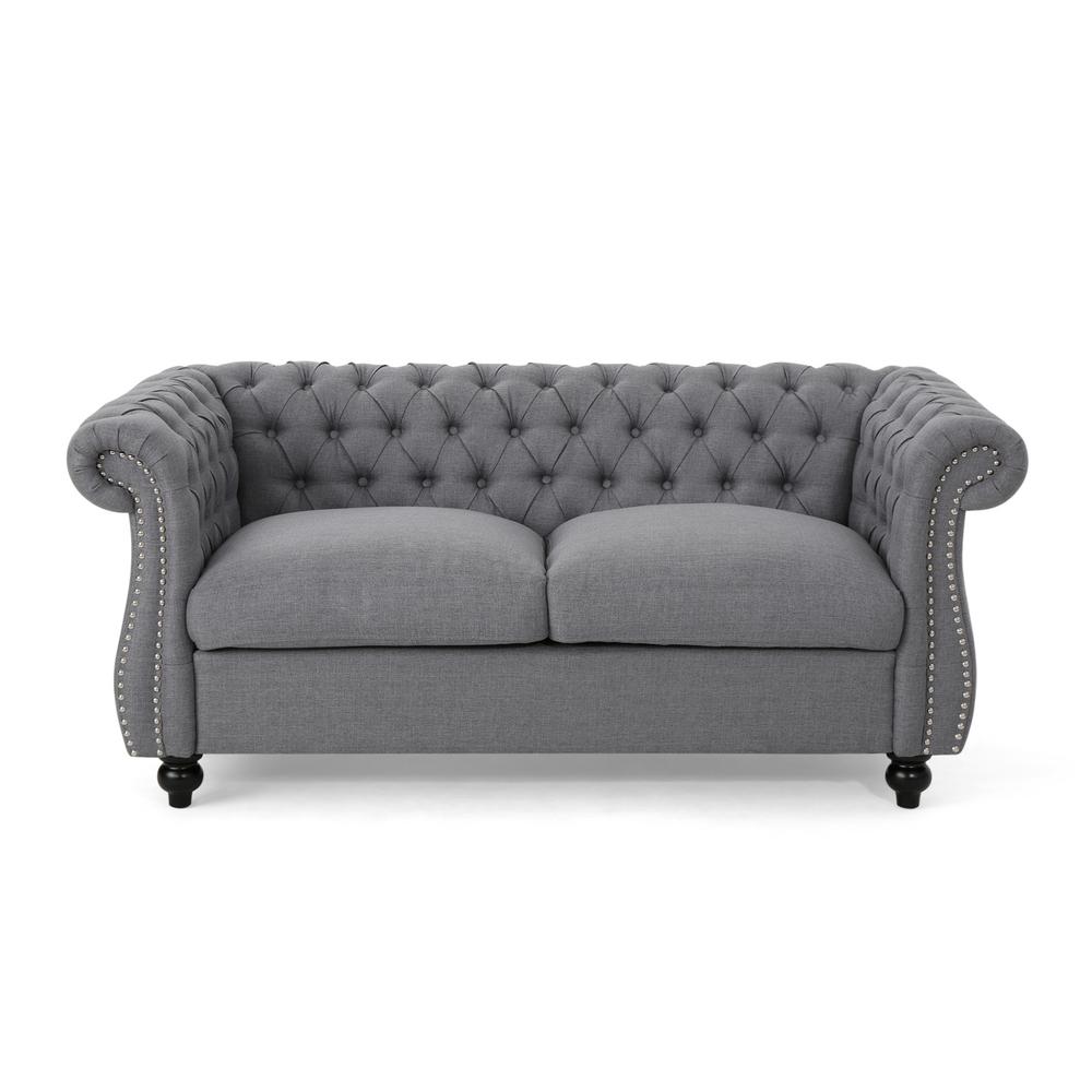 Le House Somerville Traditional Tufted Dark Gray Fabric Somerville Traditional Tufted Dark Gray