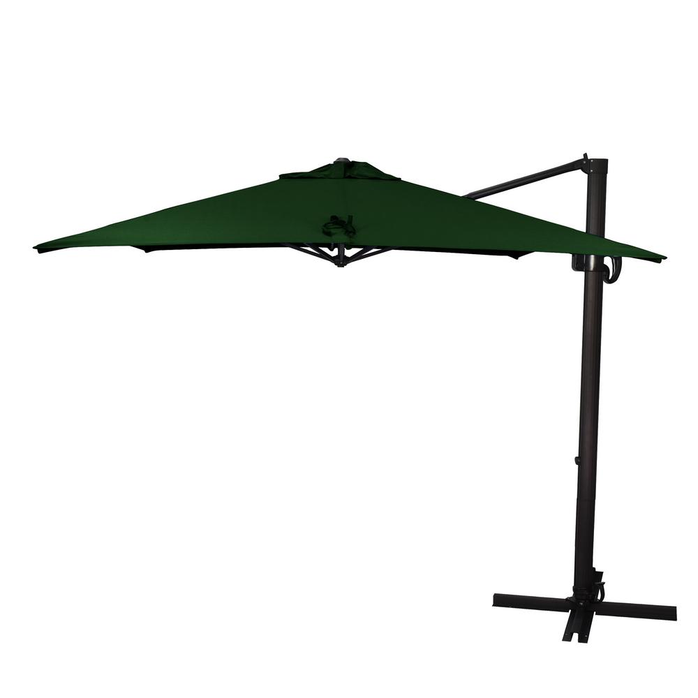 California Umbrella 8 5 Ft Bronze Aluminum Square Cantilever Patio Umbrella With Crank Open Tilt Protective Cover In Forest Green Sunbrella Cali85858a117 5446 The Home Depot