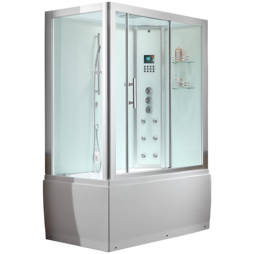 Ariel 59 in. x 32 in. x 87.4 in. Steam Shower Enclosure Kit in Black