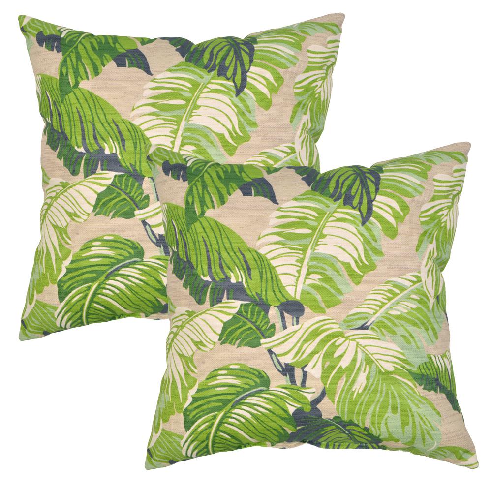 Plantation Patterns, LLC Fern Tropical Square Outdoor Throw Pillow (2