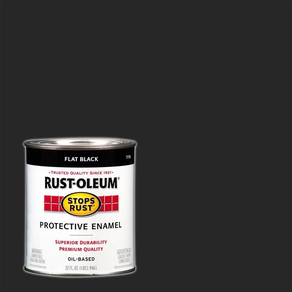 Rust Oleum Stops 1 Qt Protective Enamel Flat Black Interior Protective Enamel Flat Black Interior Exterior Paint