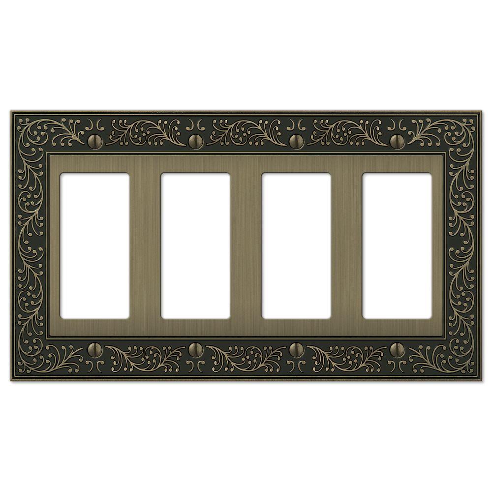 Hampton Bay Century 4 Decorator Wall Plate - Polished Brass-163R4BR