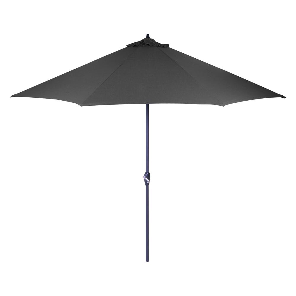 Hampton Bay 11 Ft Aluminum Market Patio Umbrella In Cushionguard Pewter 9111 01524800 The Home Depot