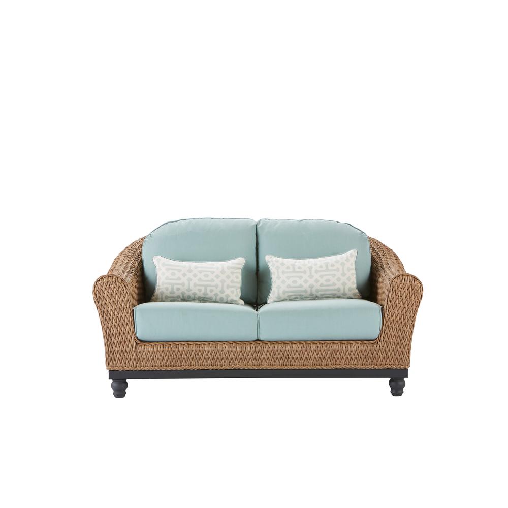 Home Decorators Collection Camden Light Brown Seagrass Wicker Outdoor Patio Loveseat With Sunbrella Cast Spa Fretwork Mist Cushions Depot Inventory Checker Brickseek - Home Depot Decorators Collection Outdoor Lighting