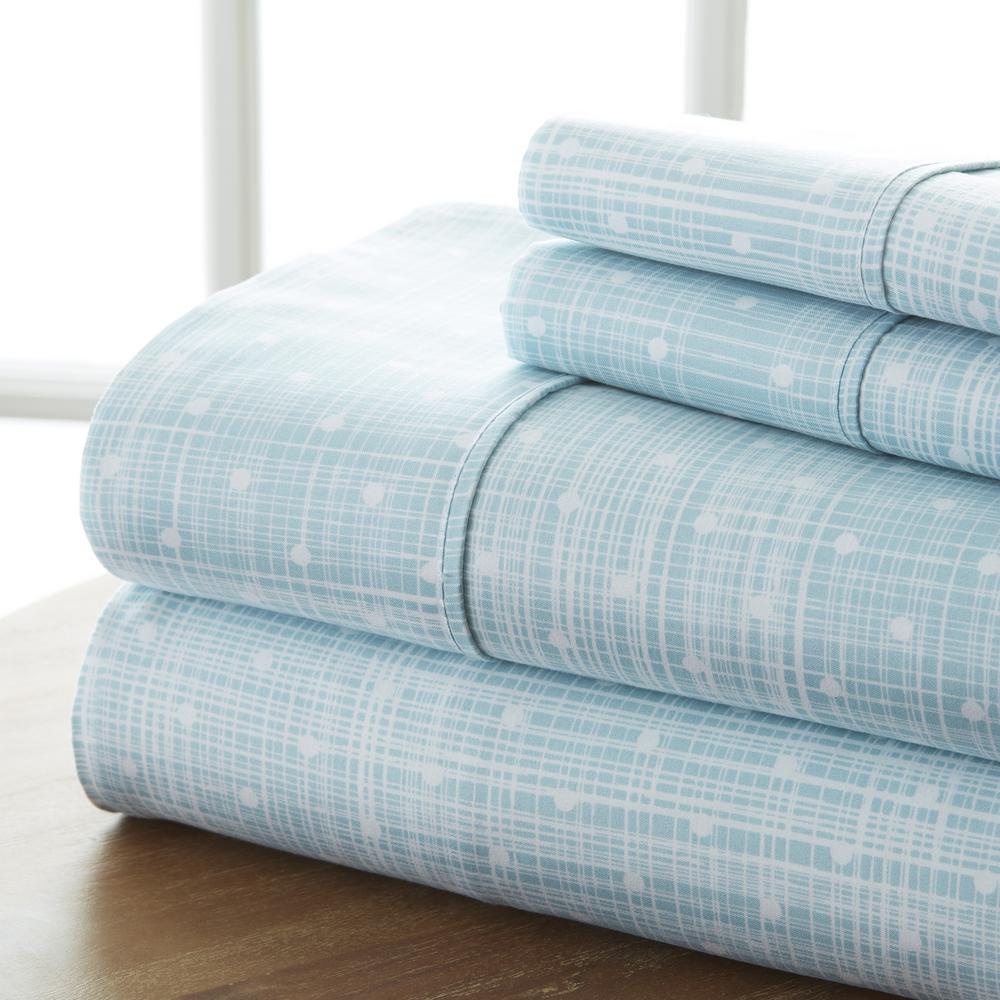 Becky Cameron Polka Dot Patterned 4 Piece Aqua Queen Performance Bed Becky Cameron Polka Dot Patterned 4 Piece Aqua Queen Performance Bed Sheet Set Ieh 4pc Po Q Aq The Home Depot