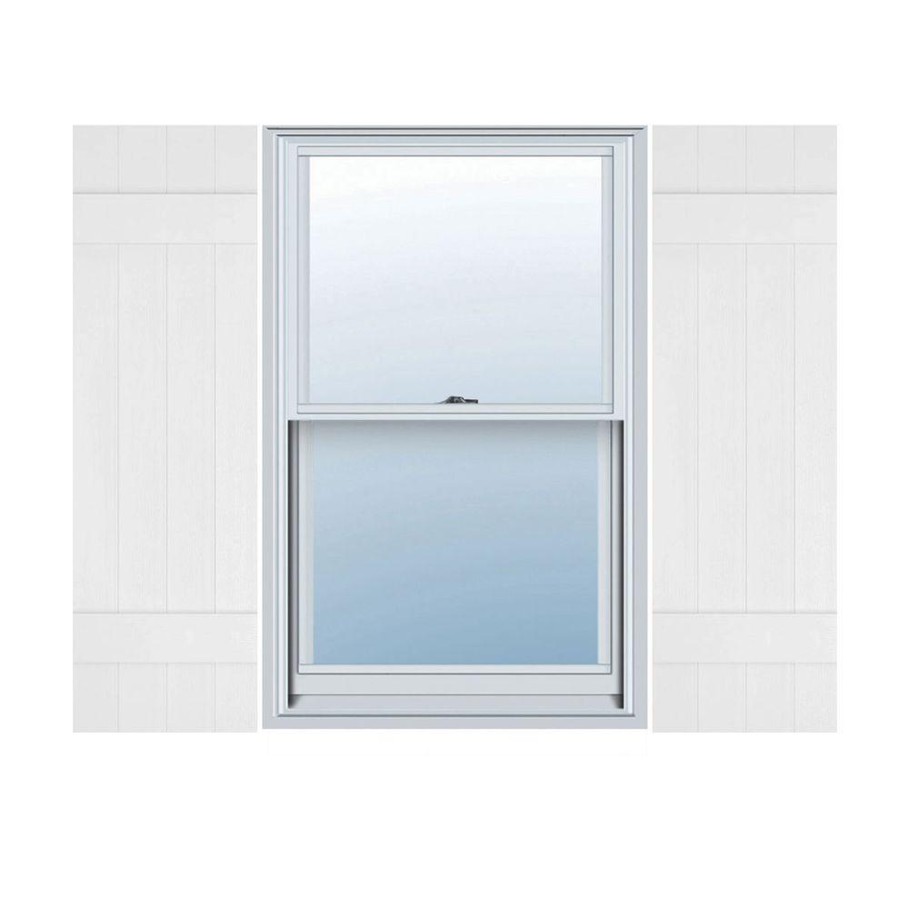 Ekena Millwork LJ4S14X03900WI Lifetime Vinyl Standard Four Joined with Board-n-Batten Shutters 14 x 39 Wicker