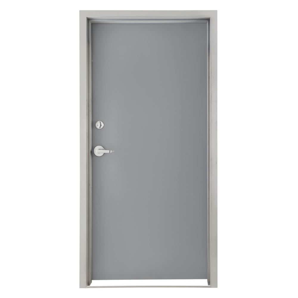 Armor Door 36 in. x 80 in. FireRated Gray RightHand Flush Steel