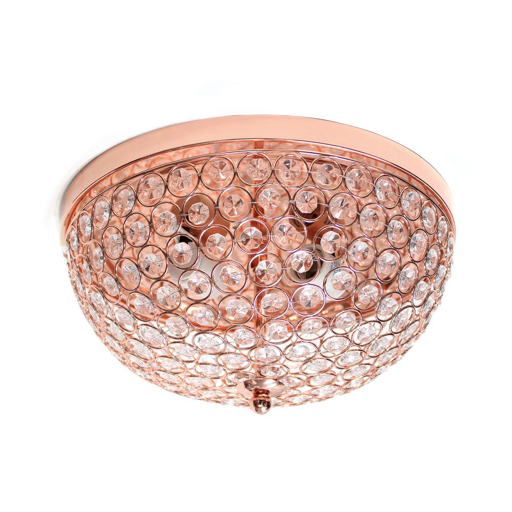 Elegant Designs 2 Light Rose Gold Elipse Crystal Flush Mount Ceiling Light Fm1000 Rgd The Home Depot