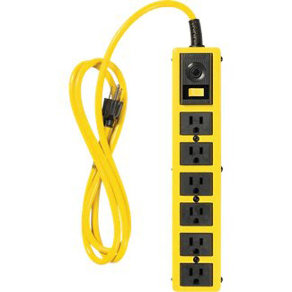 YELLOW JACKET 6 ft. 14/3 6Outlet Metal Power Strip5139N The Home Depot