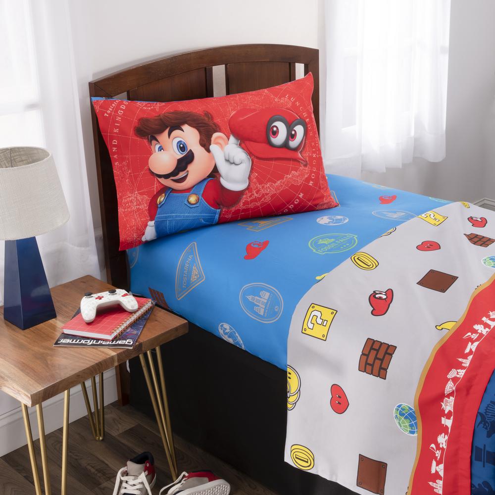 Super Mario Caps Off 5 Piece Multicolored Twin Comforter Set Mz75j8 The Home Depot