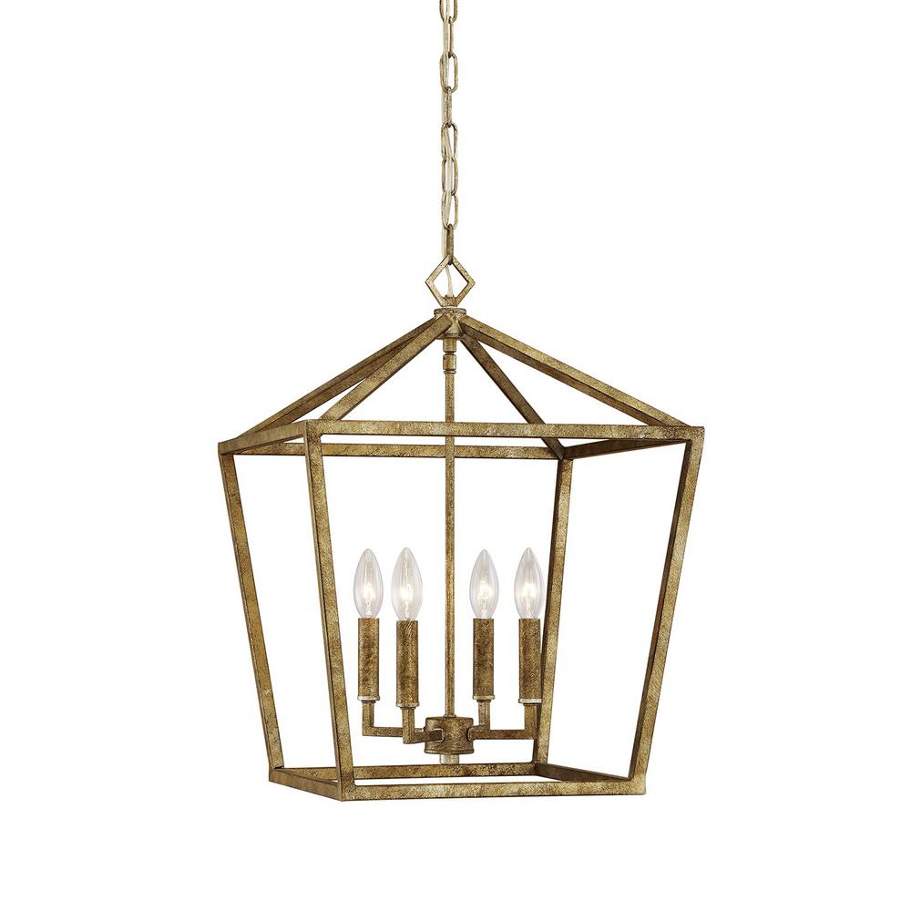 Millennium Lighting 4 Light 16 In Wide Vintage Gold Taper Candle Pendant 3244 Vg The Home Depot - Gold Candlestick Pendant Light