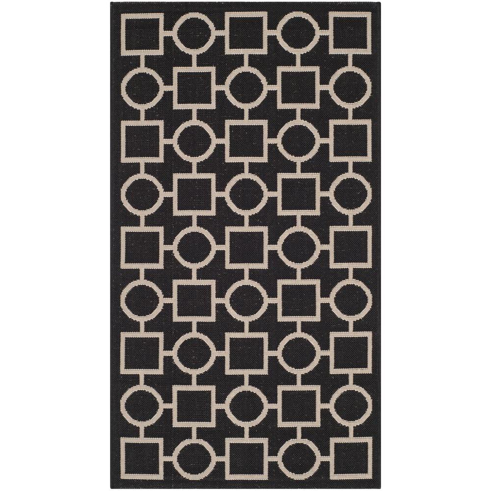 Safavieh Courtyard Black/Beige 3 ft. x 5 ft. Indoor/Outdoor Area Rug