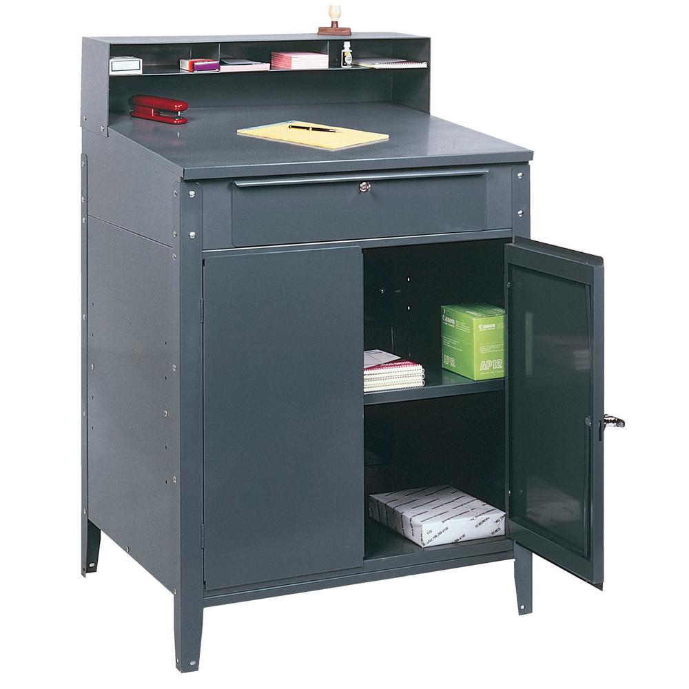 Edsal 53 In H X 34 5 In W X 30 In D Metal Cabinet Shop Desk In