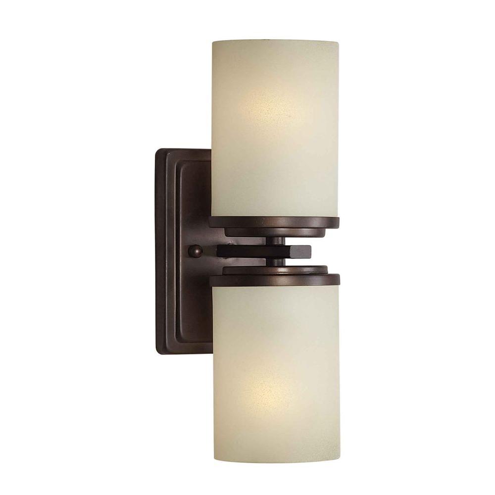 Forte Lighting Liam 2 Light Antique Bronze Sconce With Umber Linen Glass 2424 02 32 The Home Depot - Home Depot Wall Sconces Bathroom Forte Lighting Liam 2 Light Antique Bronze Sconce With Umber Linen Glass 2424 02 32 The Home Depot - Home Depot Wall Sconces Bathroom