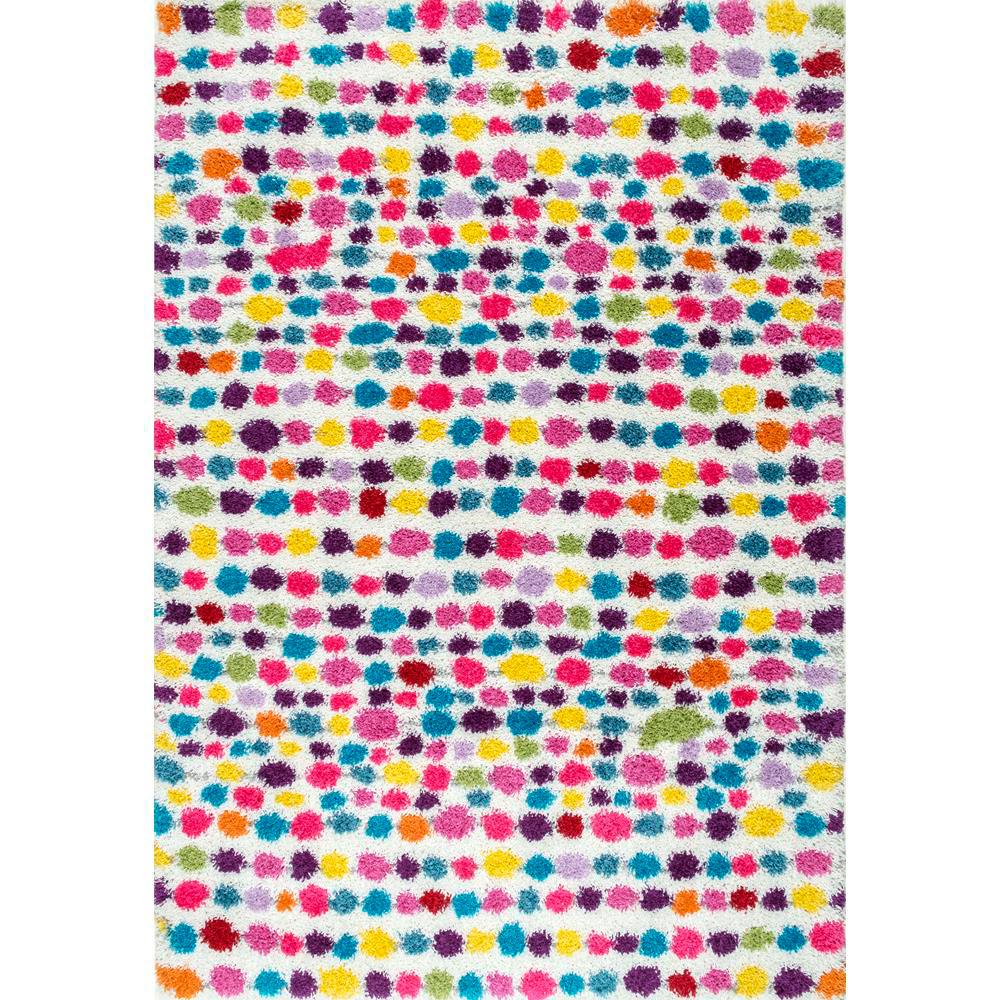Nuloom Allard Striped Polka Dot Shag Multi 5 Ft X 8 Ft Area Rug Ozxl05a 508 The Home Depot