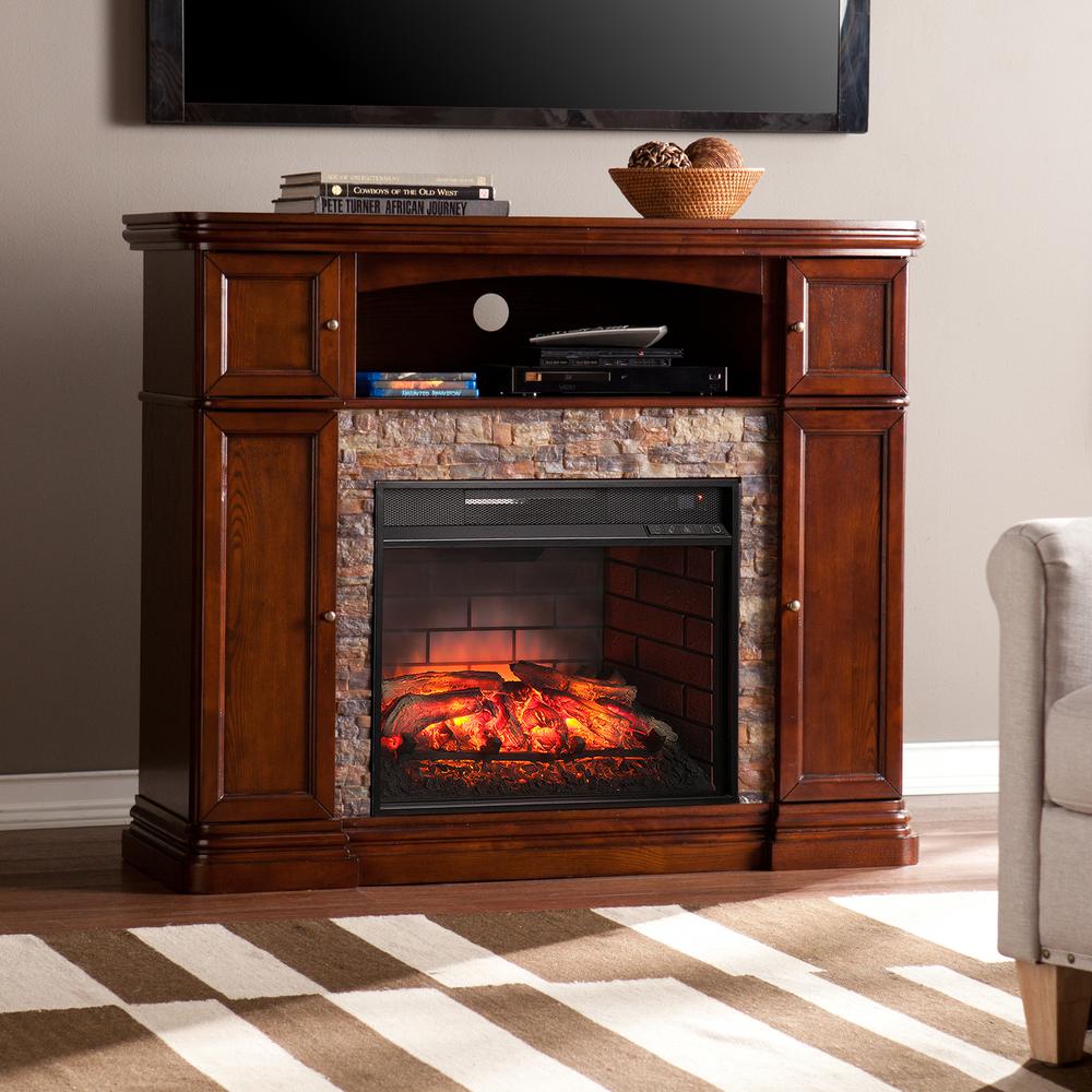 Southern Enterprises Westchester 47 5 In Faux Stone Infrared Media Electric Fireplace Tv Stand Espresso