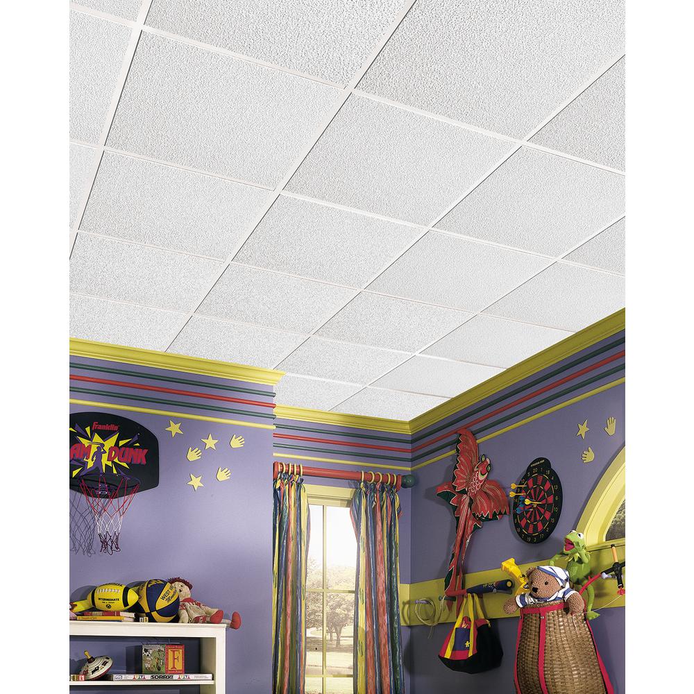 Armstrong Ceilings Supertuff 2 Ft X 2 Ft Tegular Ceiling Tile 48 Sq Ft Case 241 The Home Depot