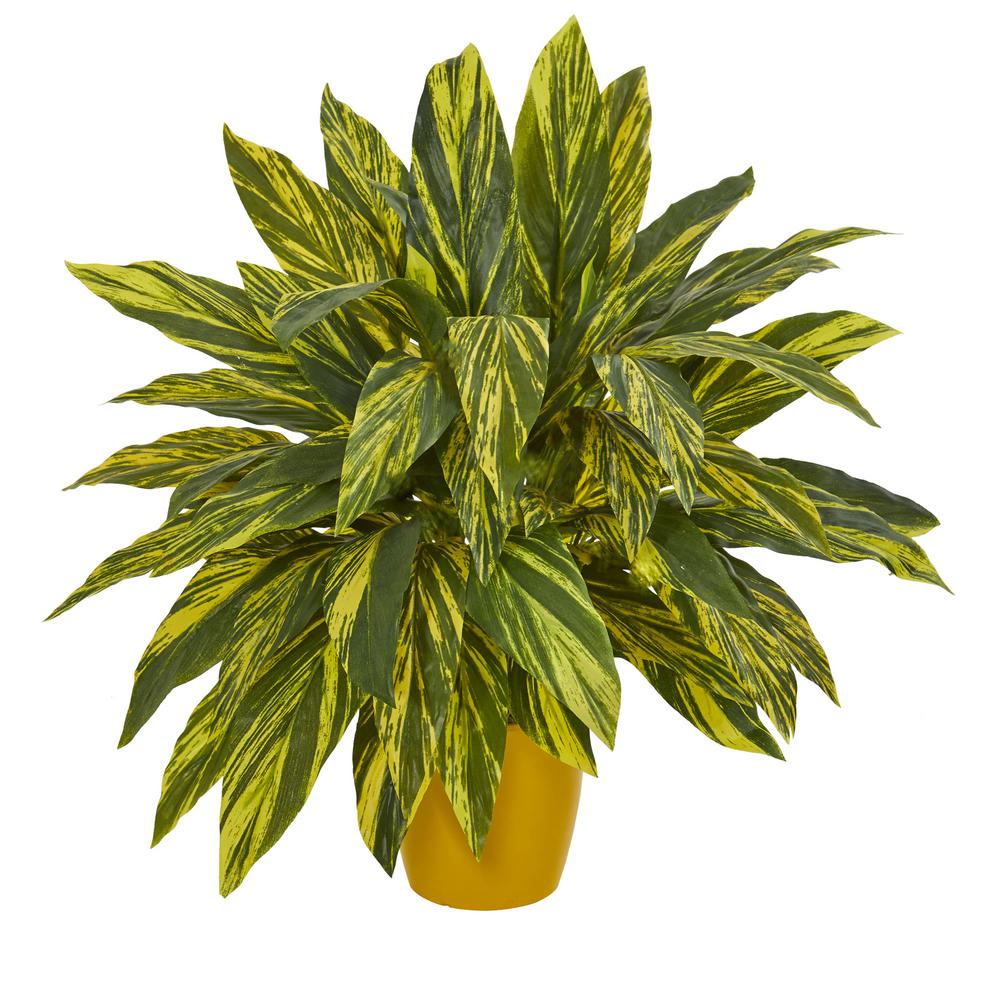 Nearly Natural Indoor Tradescantia Artificial Plant in Yellow Planter6513 The Home Depot