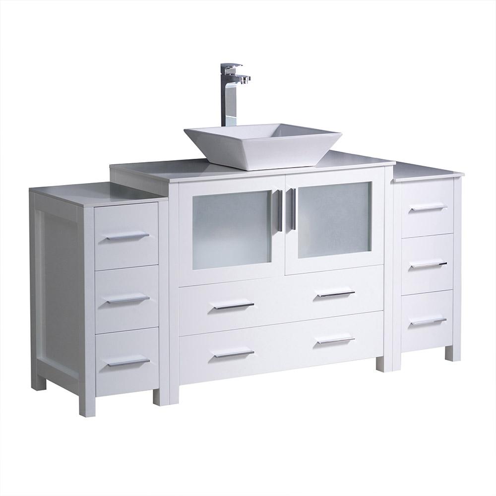 Single Sink Ceramic 60 Inch Vanities Bathroom Bath Torino 60 In Bath Vanity White With Glass Stone Top