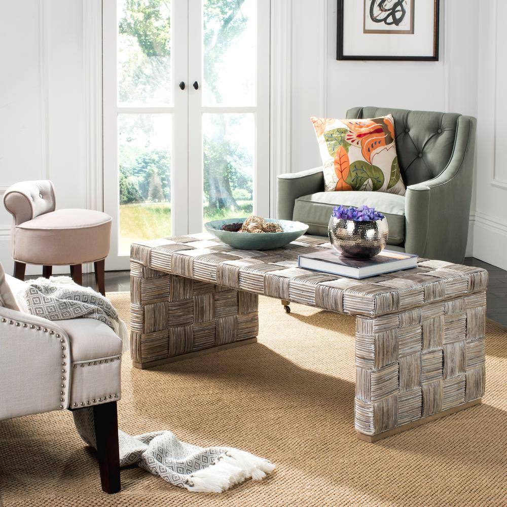 Safavieh Adkin Rattan White Wash Coffee Table Wik6503a The Home Depot Safavieh Adkin Rattan White Wash Coffee Table