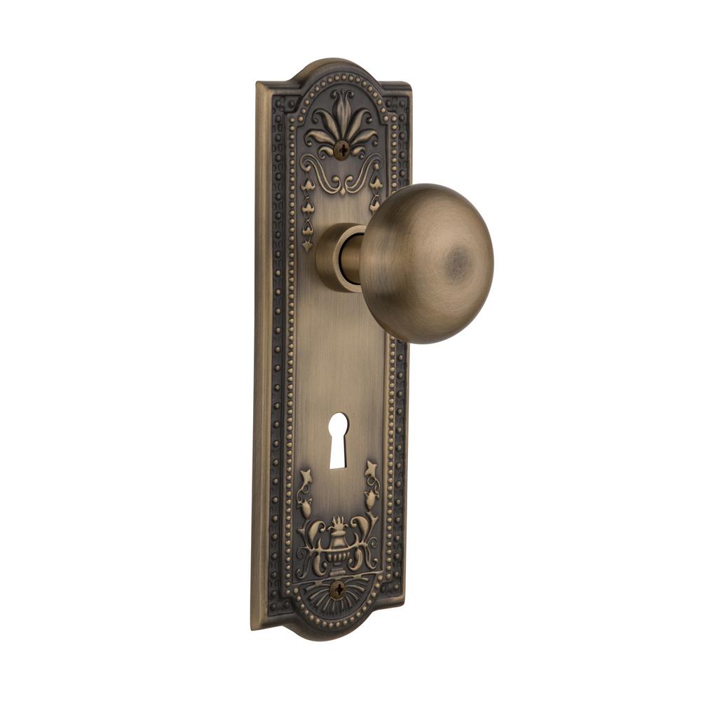 Nostalgic Warehouse Meadows Plate With Keyhole Double Dummy New York Door Knob In Antique Brass