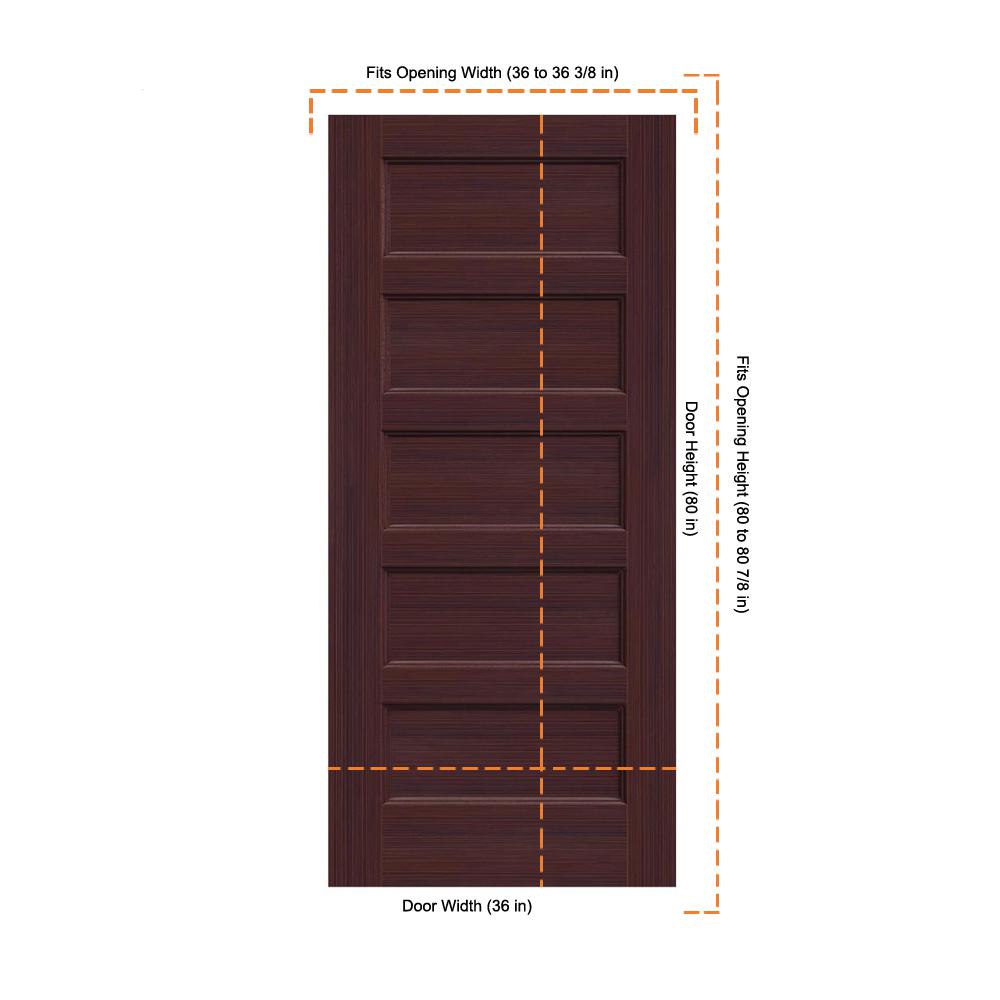 JELD-WEN 36 in. x 80 in. Conmore Black Cherry Stain Smooth Hollow Core ...