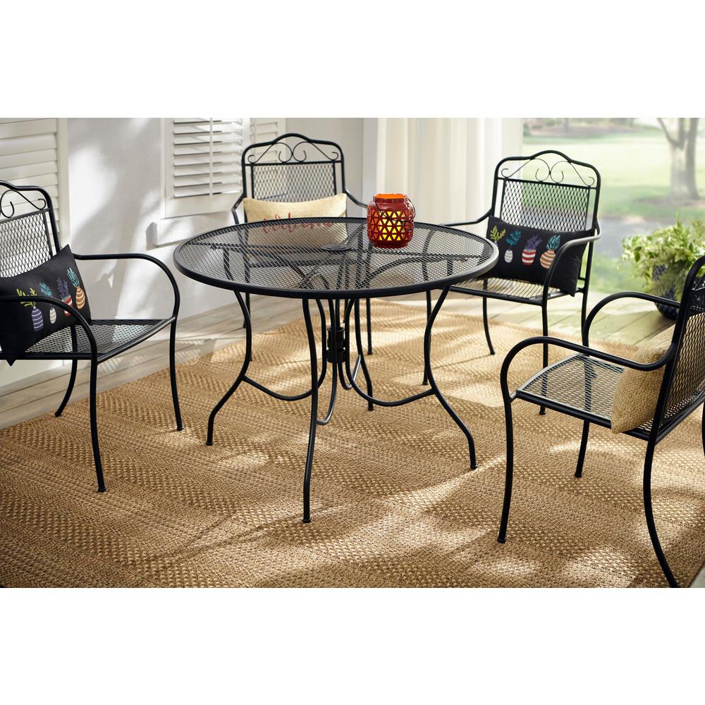 Hampton Bay Nantucket Round Metal Outdoor Patio Dining Table 8243000 0105157 The Home Depot - Round Metal Outdoor Table And Chairs