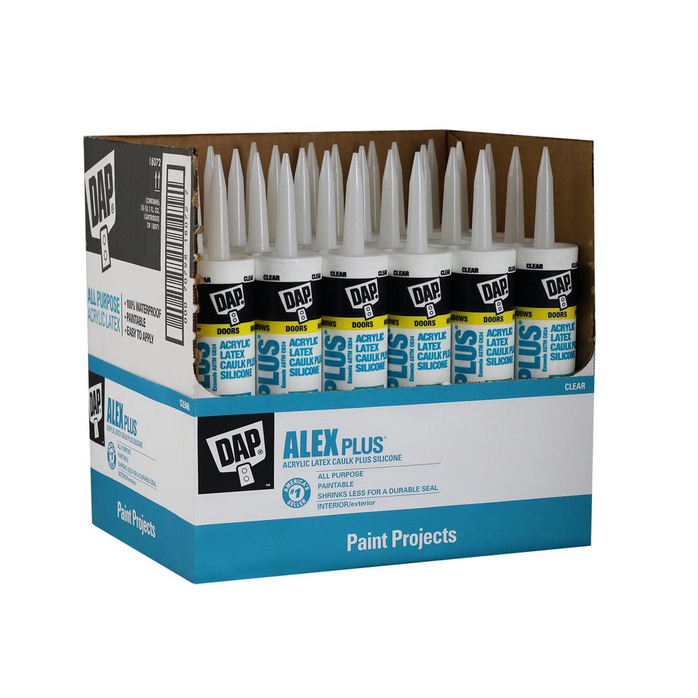 DAP Alex Plus 10.1 oz. Clear Acrylic Latex Caulk Plus Silicone (30Pack