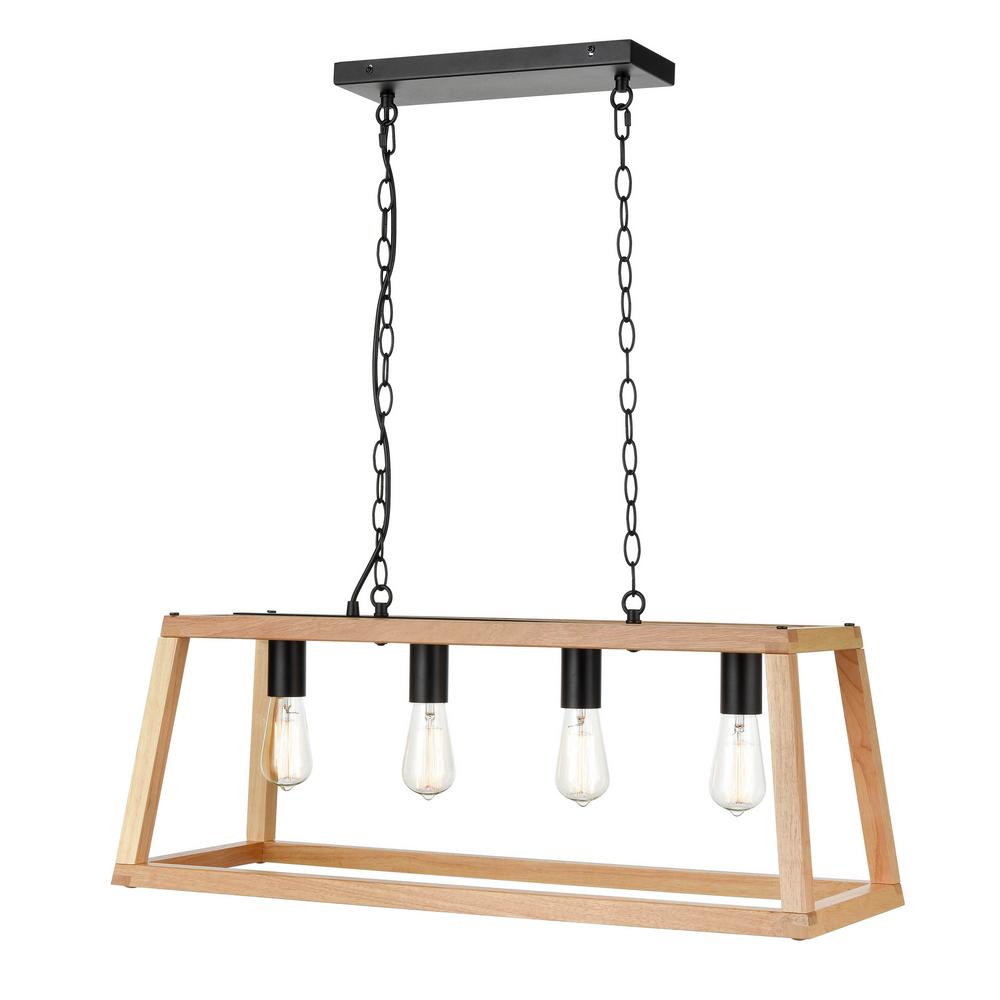 Light Society Walnut Wood Bristol Pendant Lamp Chandelier with Metal Chain Modern Industrial Style