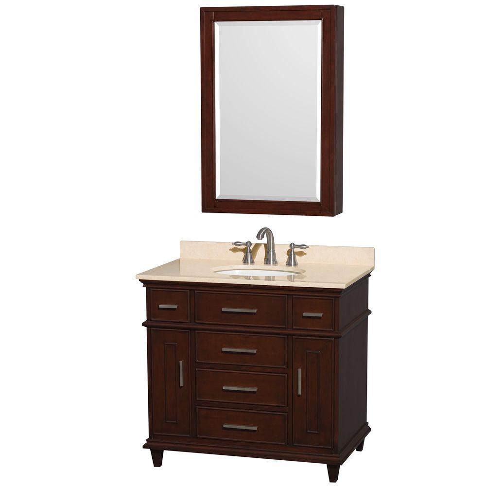 Wyndham Collection Berkeley 36 In Vanity Dark Chestnut With Wyndham Collection Berkeley 36 In Vanity Dark Chestnut With Marble Top Ivory