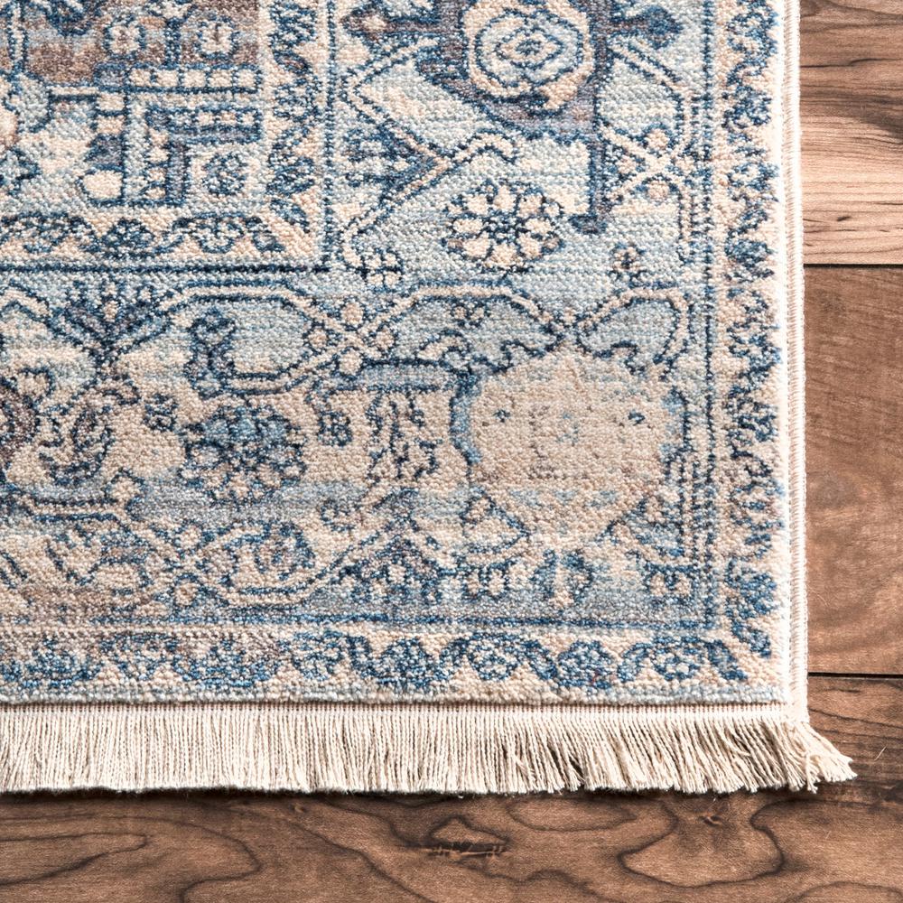 Nuloom Ehtel Medallion Fringe Light Blue 9 Ft X 12 Ft Area Rug Khmc04c 9012 The Home Depot