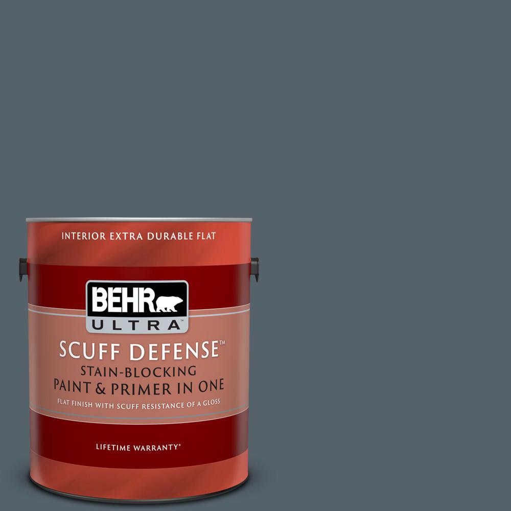 BEHR ULTRA 1 gal. N4906 Calligraphy Extra Durable Flat Interior Paint and Primer in One172301