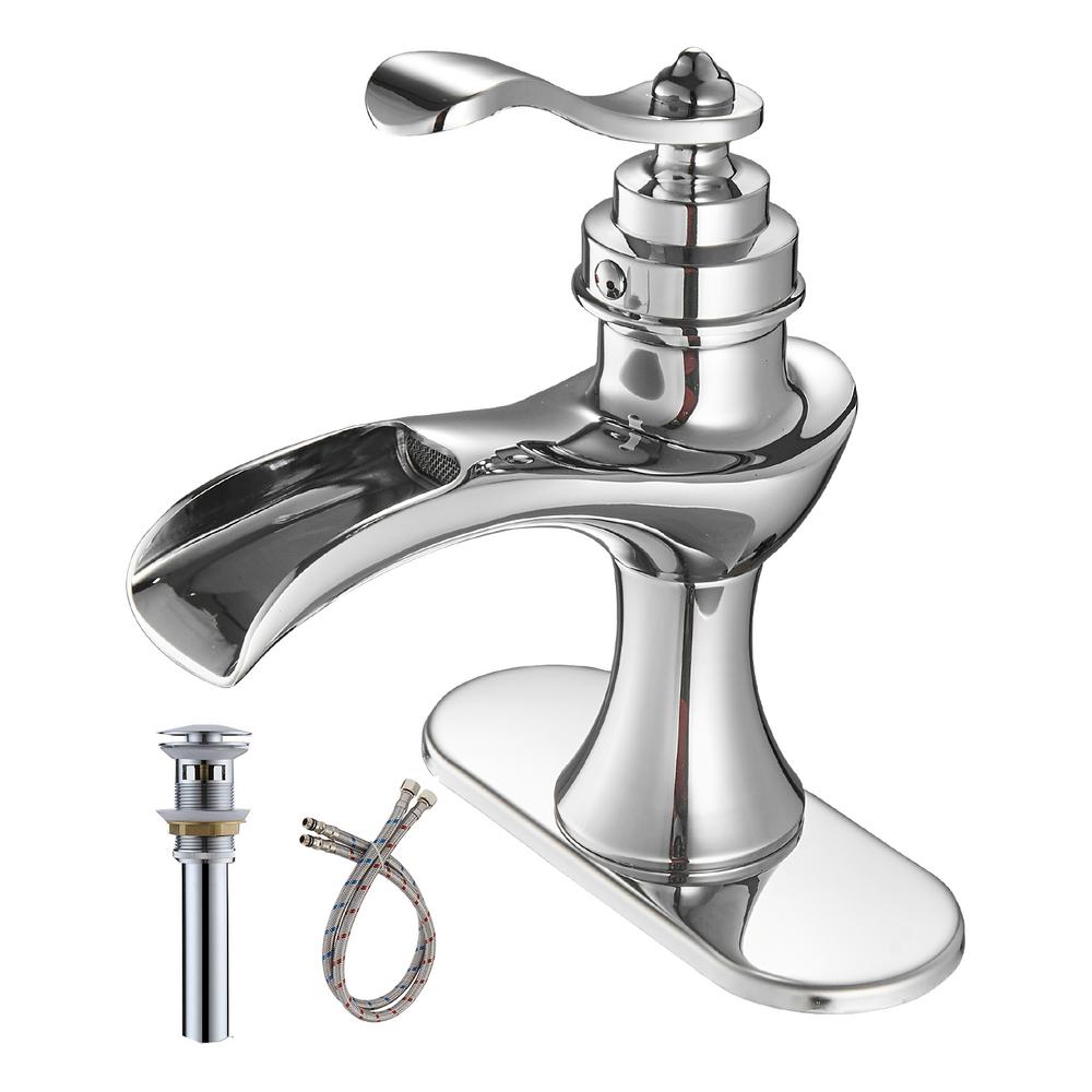 BWE Waterfall Single Hole SingleHandle LowArc Bathroom Faucet With