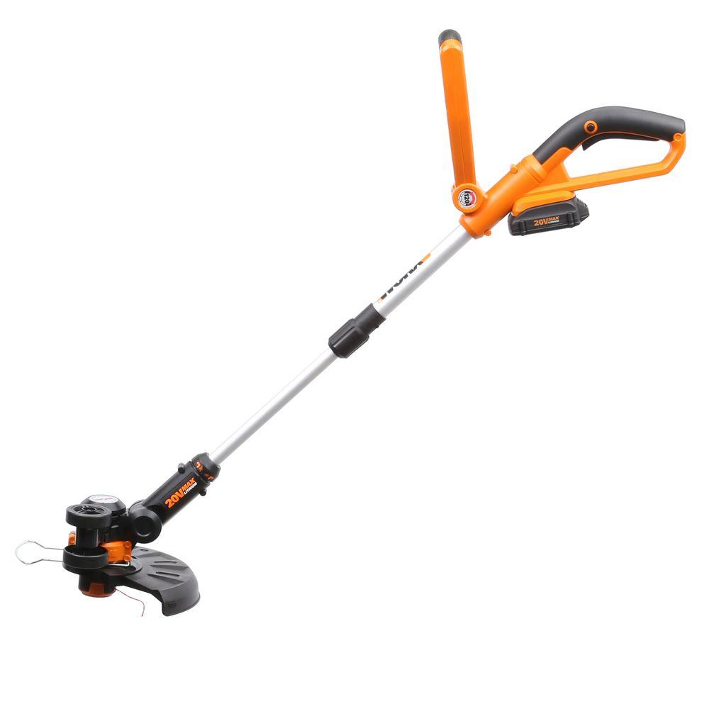 Worx 10 In 20 Volt Lithium Ion Cordless Gr Trimmer Edger Wg155 Worx 10 In 20 Volt Lithium Ion Cordless Gr Trimmer Edger Wg155 The Home Depot