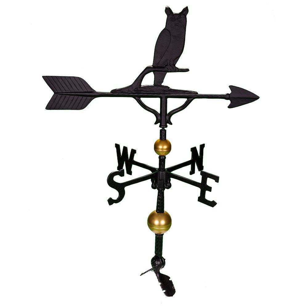 Montague Metal Products 32 in. Deluxe Black Owl WeathervaneWV323SB