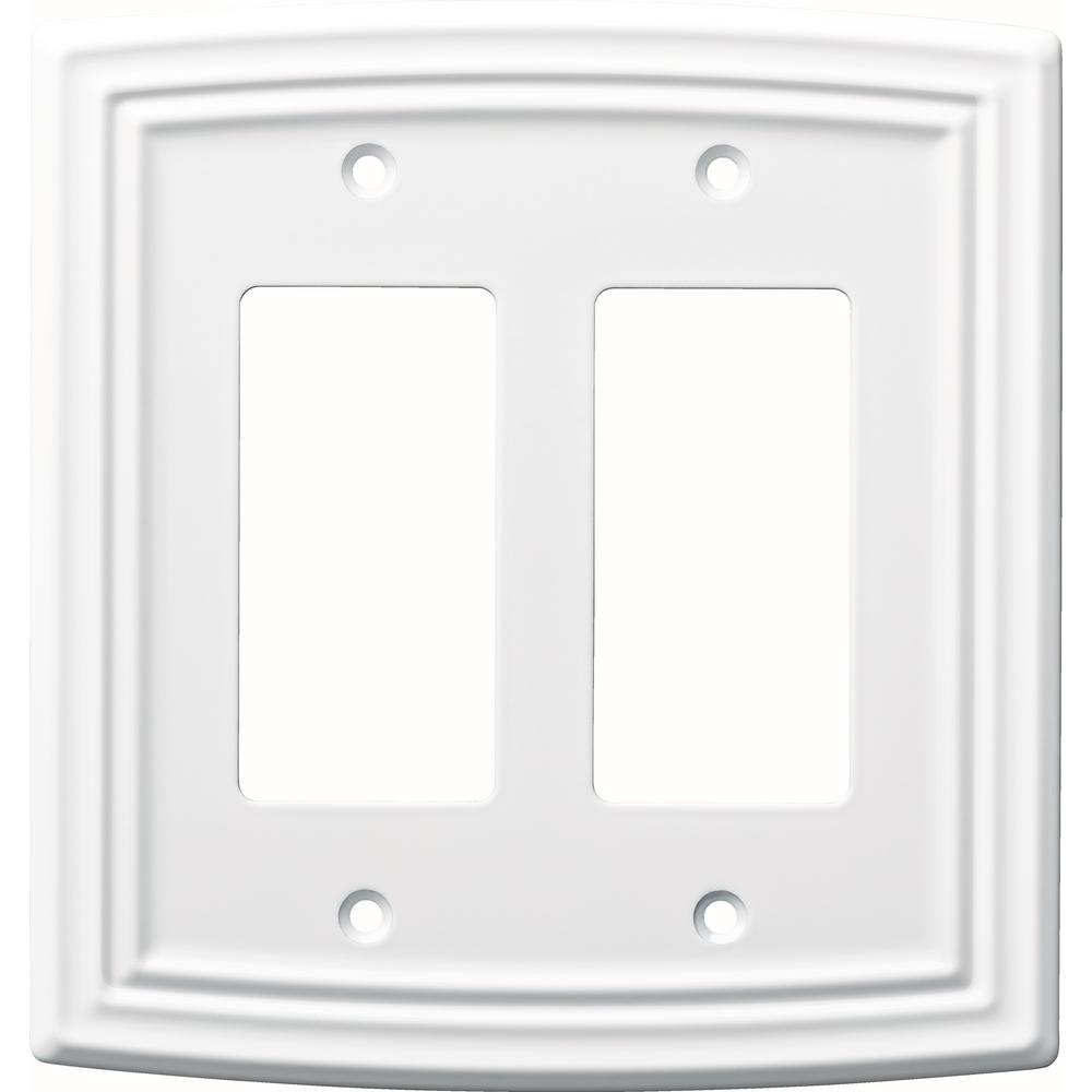 Liberty Emery Decorative Double Rocker Switch Cover Pure White Liberty Emery Decorative Double Rocker Switch Cover Pure White