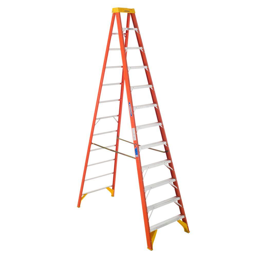 Werner 12 ft. Fiberglass Tripod Step Ladder with 300 lb. Load Capacity