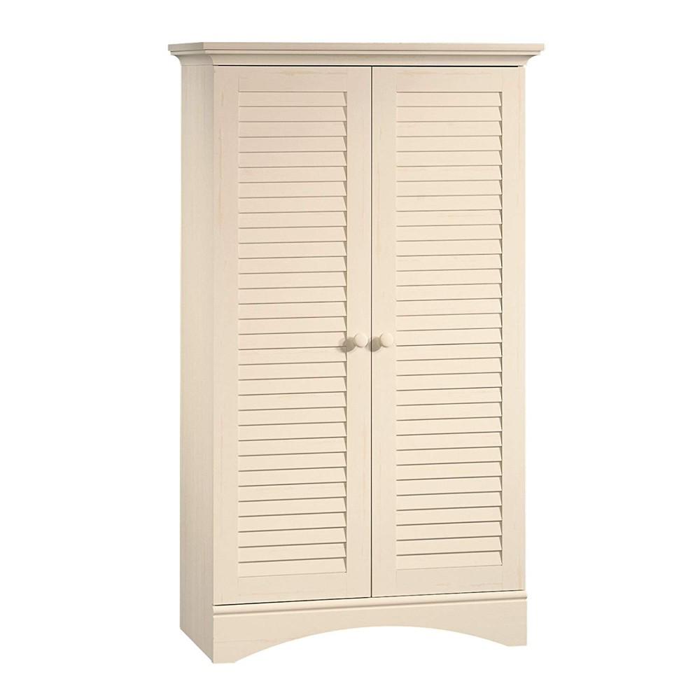 Sauder Harbor View Storage Cabinet in Antiqued White
