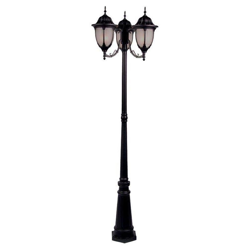 Post And Lamp Sets Lighting Outdoor The Home Depot Suffolk 3 Light Matte Black Outdoor Surface Mount Post Fixture