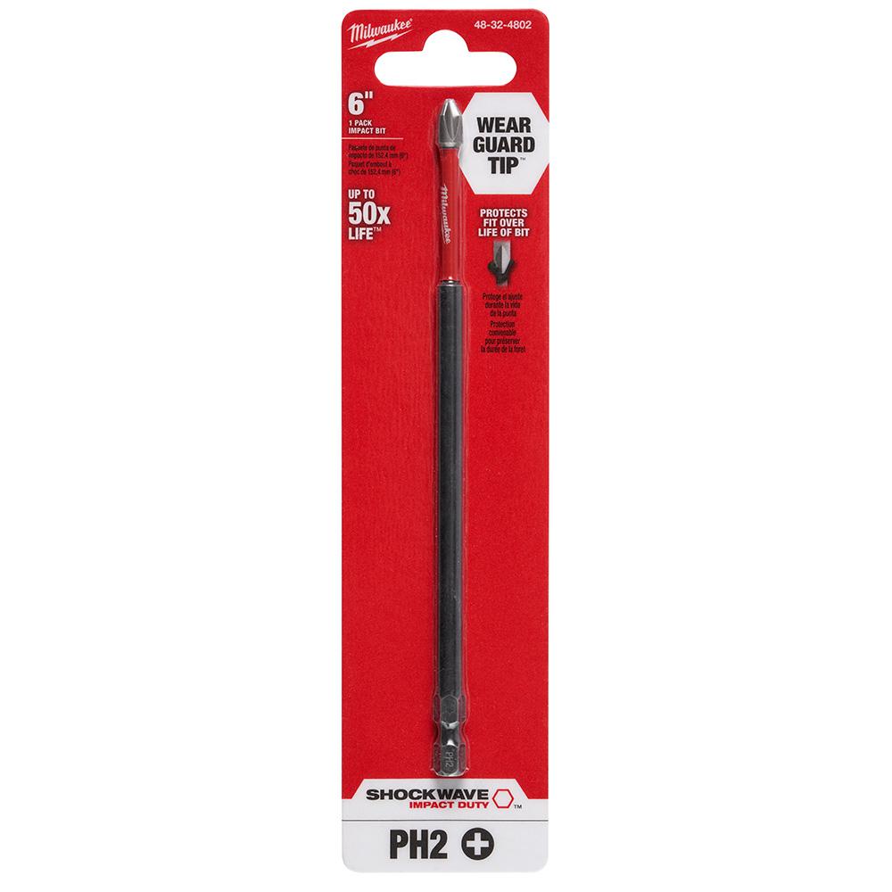 Milwaukee Shockwave Impact Duty 2 Philips 6 In Steel Driver Bit 48 32 4802 The Home Depot