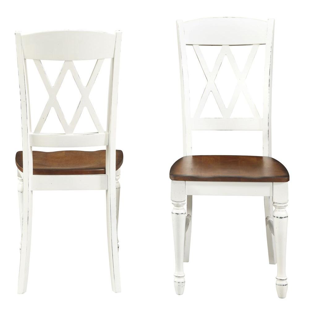 Home Styles Rubbed White Wood Double X Back Dining Chair