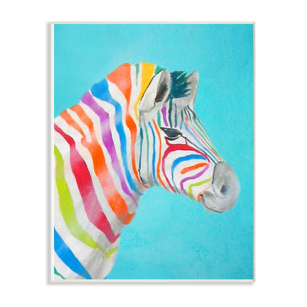 The Stupell Home Decor Collection 12 In X 18 In Rainbow Zebra