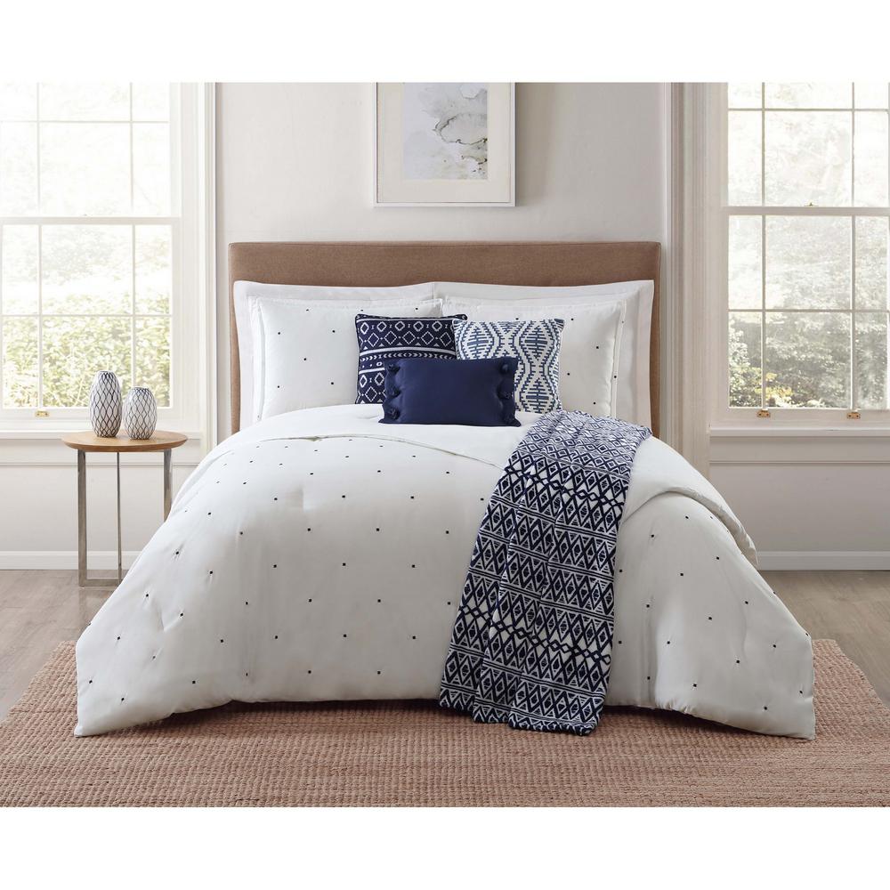 Jennifer Adams Towson 7 Piece White King Comforter Set Cs2138kg7