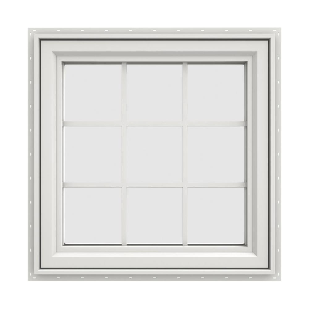 35 5 In X 35 5 In V 4500 Series White Vinyl Right Handed Casement Window With Colonial Grids Grilles